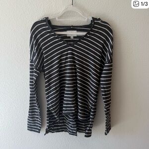 American Eagle Outfitters Black and White Striped Long Sleeve Top